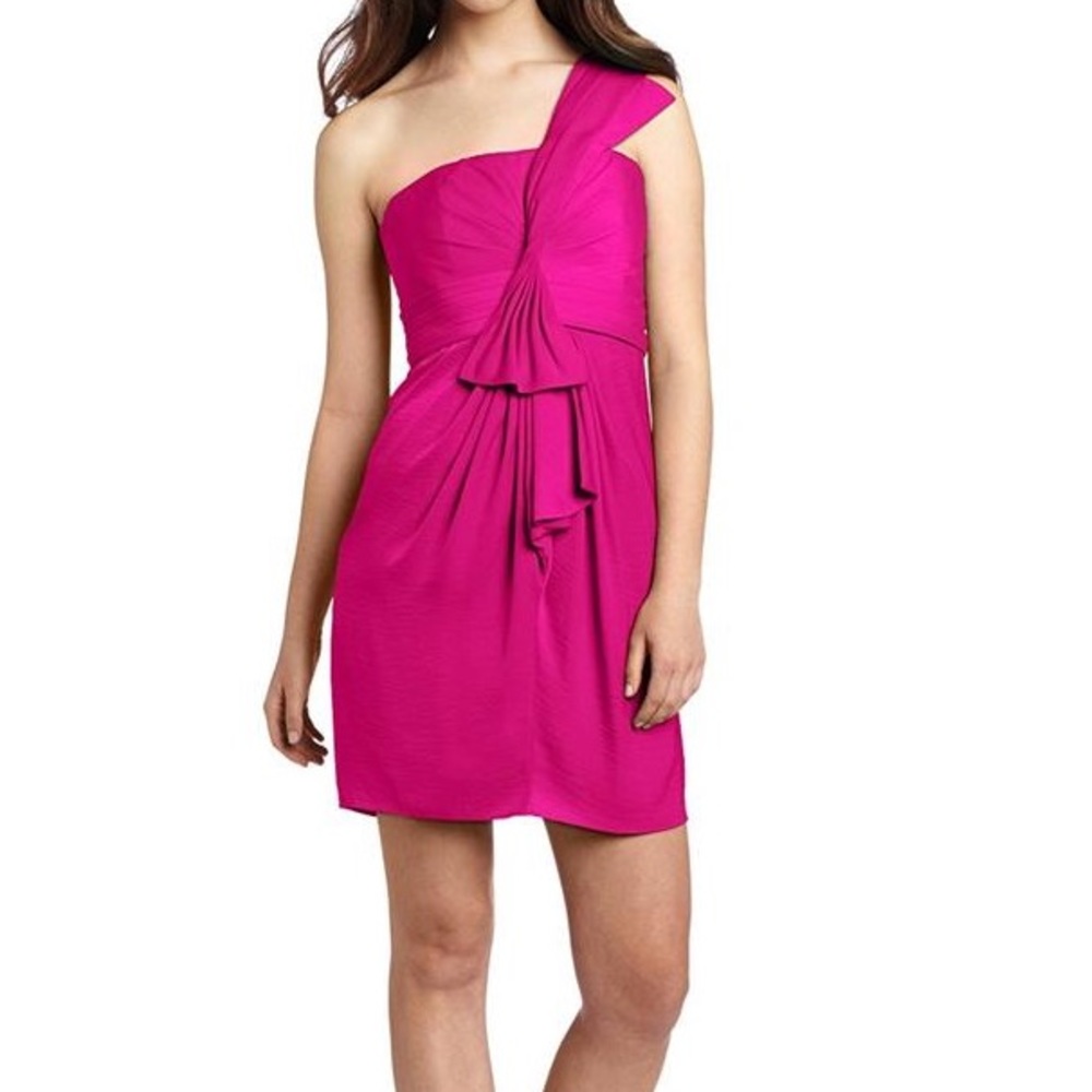 BCBGMAXAZRIA Pink Magenta Satin Grecian Dress